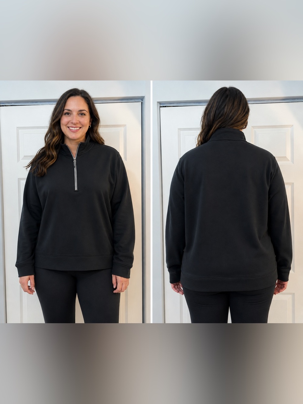 Eddie Bauer Black Half Zip Pullover Fleece Sweatshirt Women’s XL